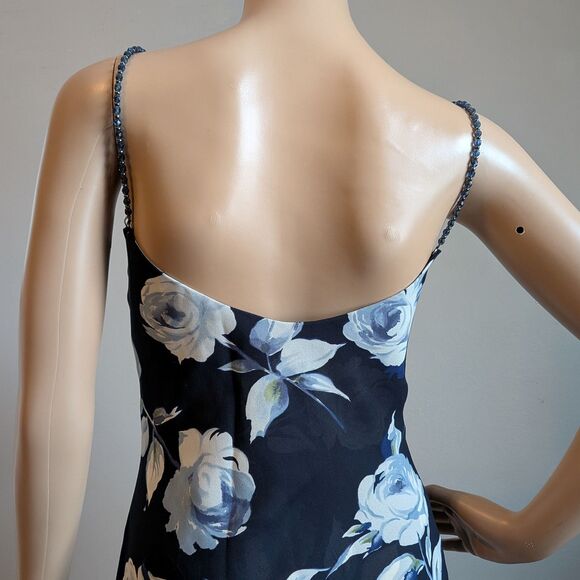 Vintage 90s Y2K Jessica McClintock Floral Gown Bejeweled Straps Maxi Dress 8 - Picture 10 of 11